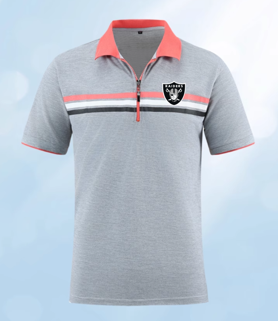Oakland Raiders grey Men 2025 NFL polo T shirt